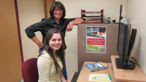Mount Allison psychology student Danielle Biss, seated, and psychology professor Dr. Louise Wasylkiw are studying the readiness of post-secondary education and working on the development of a screening tool.
